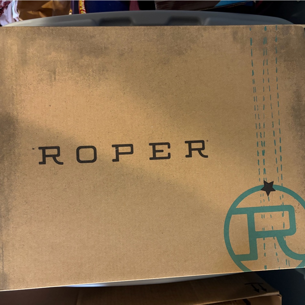 NEW Roper Brown Cowboy Cowgirl Boots with Floral Embroidery NWT in box - Picture 5 of 15